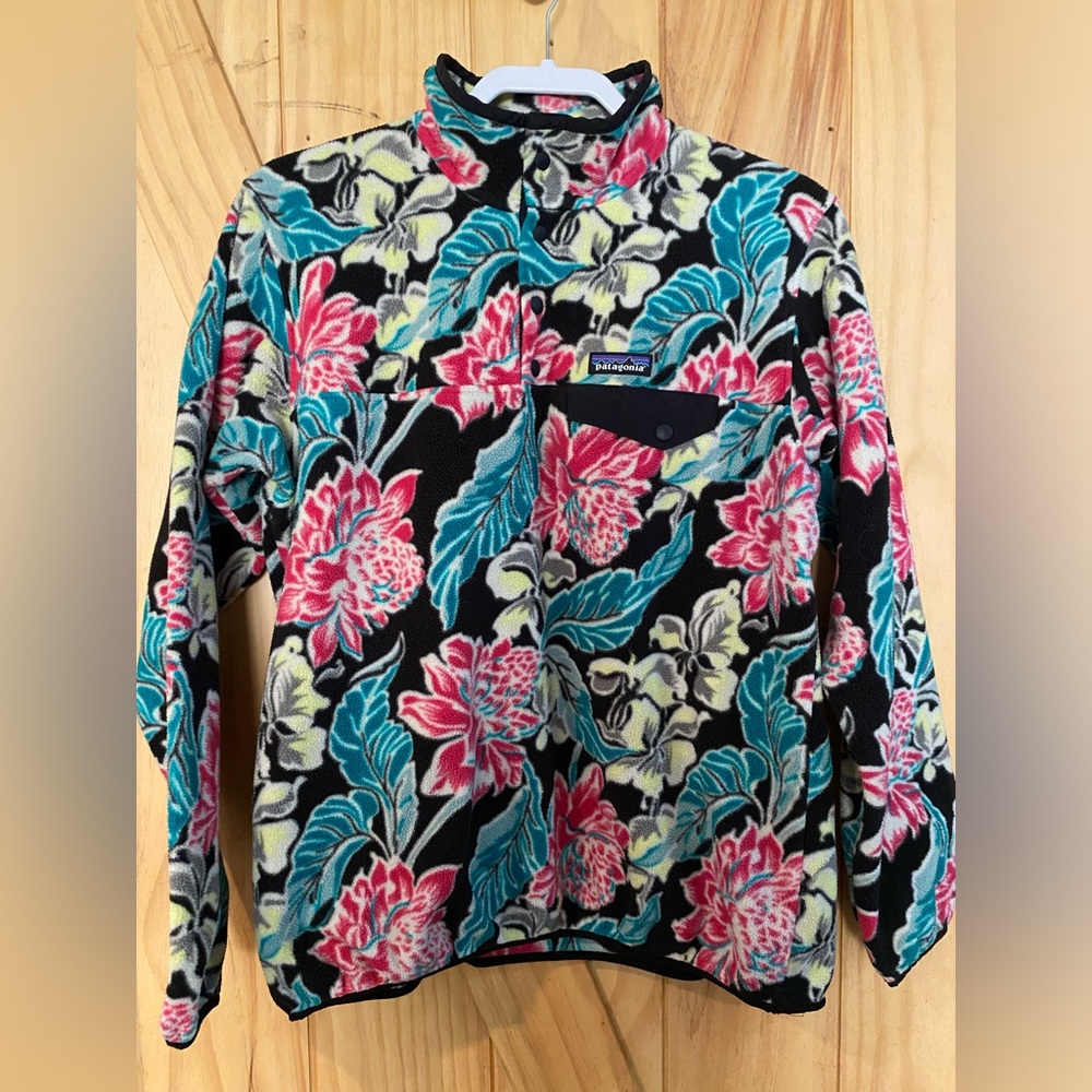 Patagonia Synchilla Womens S Manoa Floral Hawaiian Snap T Pullover Jacket